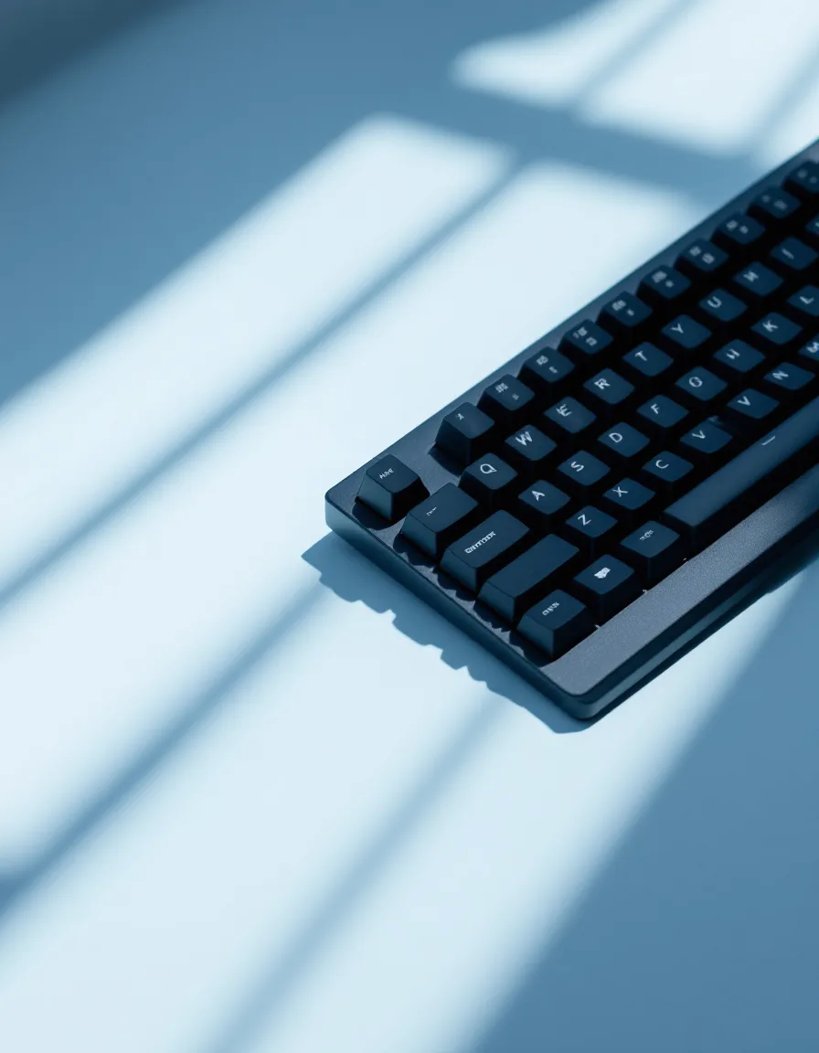 A single mechanical keyboard in cool morning light